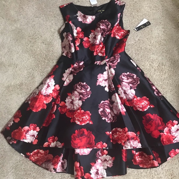 Black and Red Floral High Low Dress SIZE 10:WOMENS - Picture 6 of 6